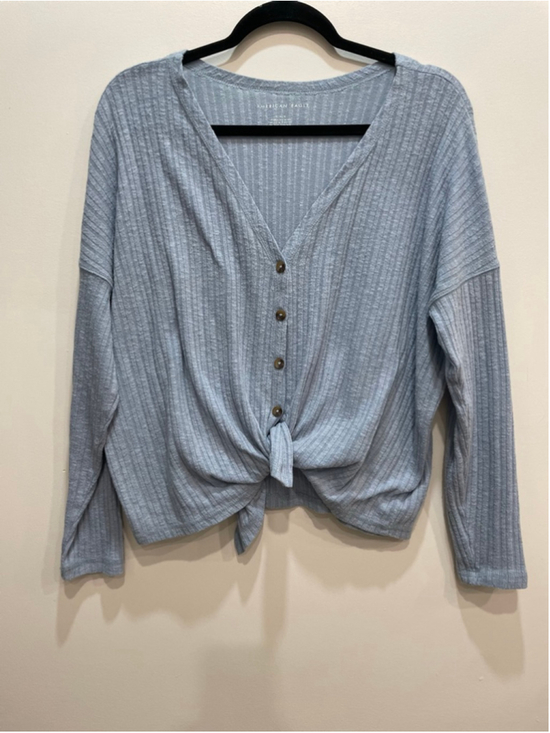 American Eagle Outfitters Sweaters - American Eagle Tie Front Cardigan Ribbed M Blue Oversized